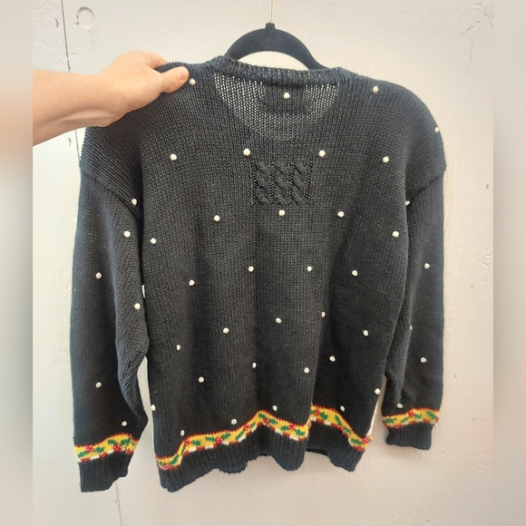 Marisa Christina Classics Vtg Black/Multi Knit Santa Claus & Reindeer Sweater - Picture 13 of 13